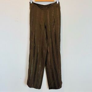 JIJIL Designer Olive Green/Brown Vertical Stripe Pants